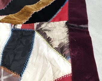 アンティーク 20 世紀 シルク クレイジー キルト パッチワーク