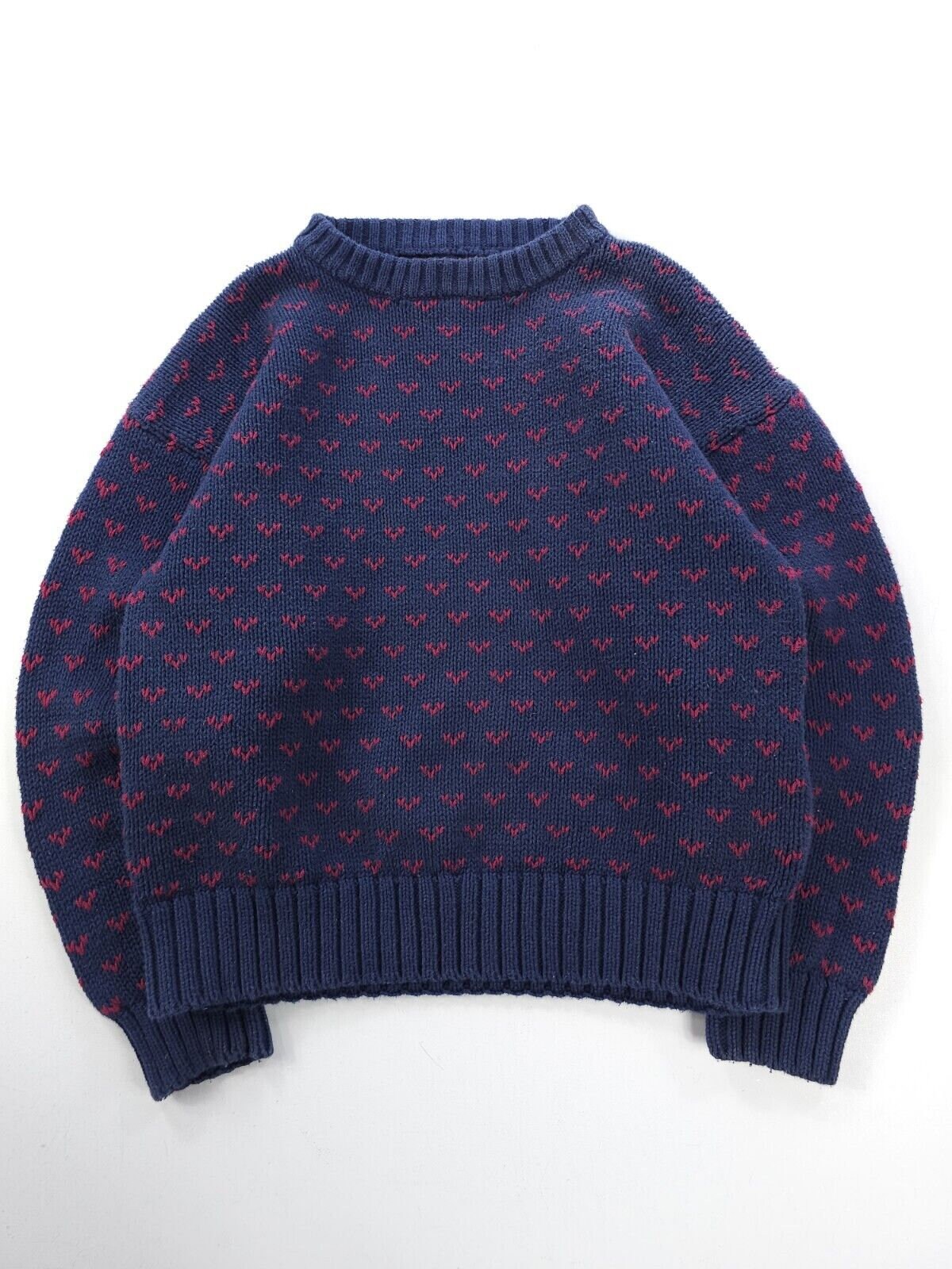 Vintage Eddie Bauer Blue Cotton Knit Birdseye Sweater Fisherman