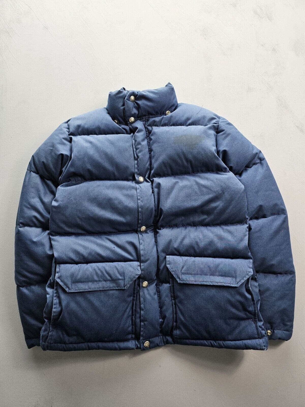 ジャケット・アウター 70s The North Face puffer down jacket Vintage 70s 80s Blue North Face Down Puffer Coat Mens M Brown