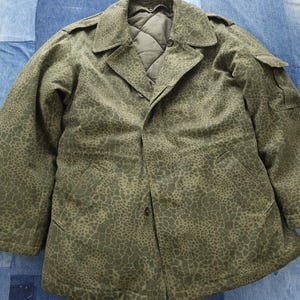 Vintage Polish Army Military Leopard Camo Camouflage Parka Jacket Small