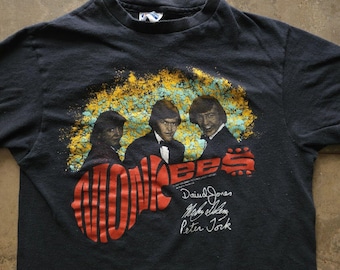 Vintage 1980s the Monkees Pop Band Black Single Stitch T-shirt