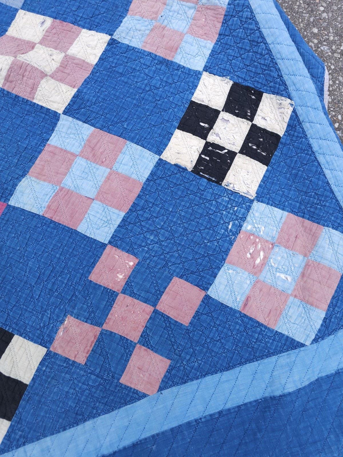 パッチワークキルト　ビンテージ　ハンドメイド アンティーク ヴィンテージ 20世紀 パッチワーク ダイヤモンド キルト