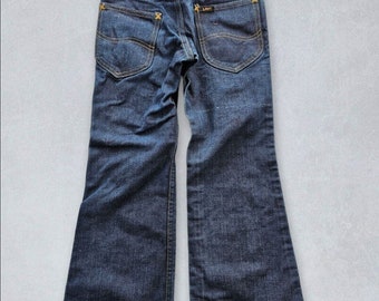 Vintage 1960s Lee Riders Sanforized Dark Wash Denim Jeans Talon Zipper USA 7R