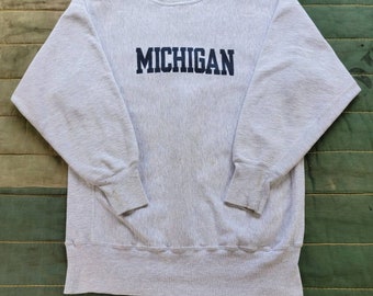 Vintage 1990s Champion Reverse Weave Michigan Grey Crewneck Sweatshirt Sz XXL