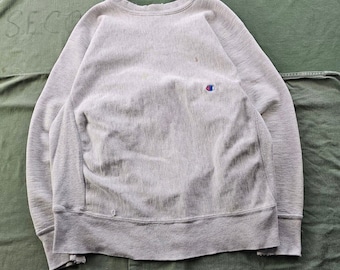 Vintage 80s Champion Reverse Weave Grey Crewneck Sweatshirt L Made In USA