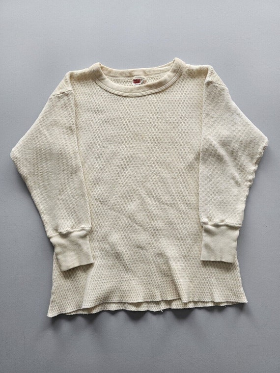 Vintage 1960s Hanes Thermalite Cotton Waffle Knit… - image 1