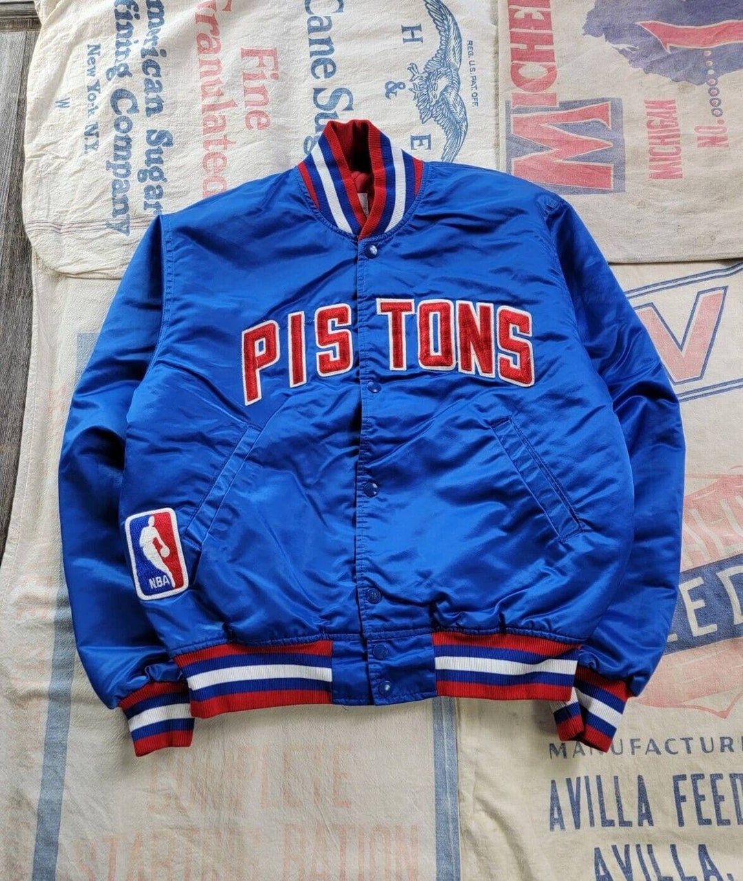 Detroit Pistons Starter Jacket Satin NBA Authentics Vintage 1980s Bad