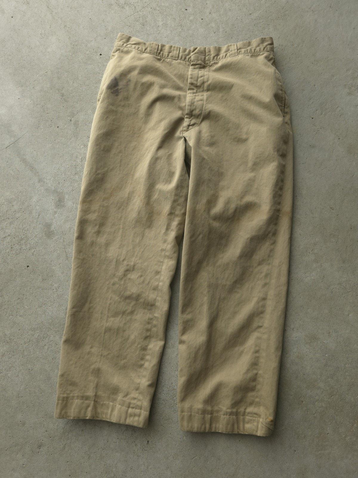 Vintage 1950s US Army Khaki Cotton Twill Work Pants Straight
