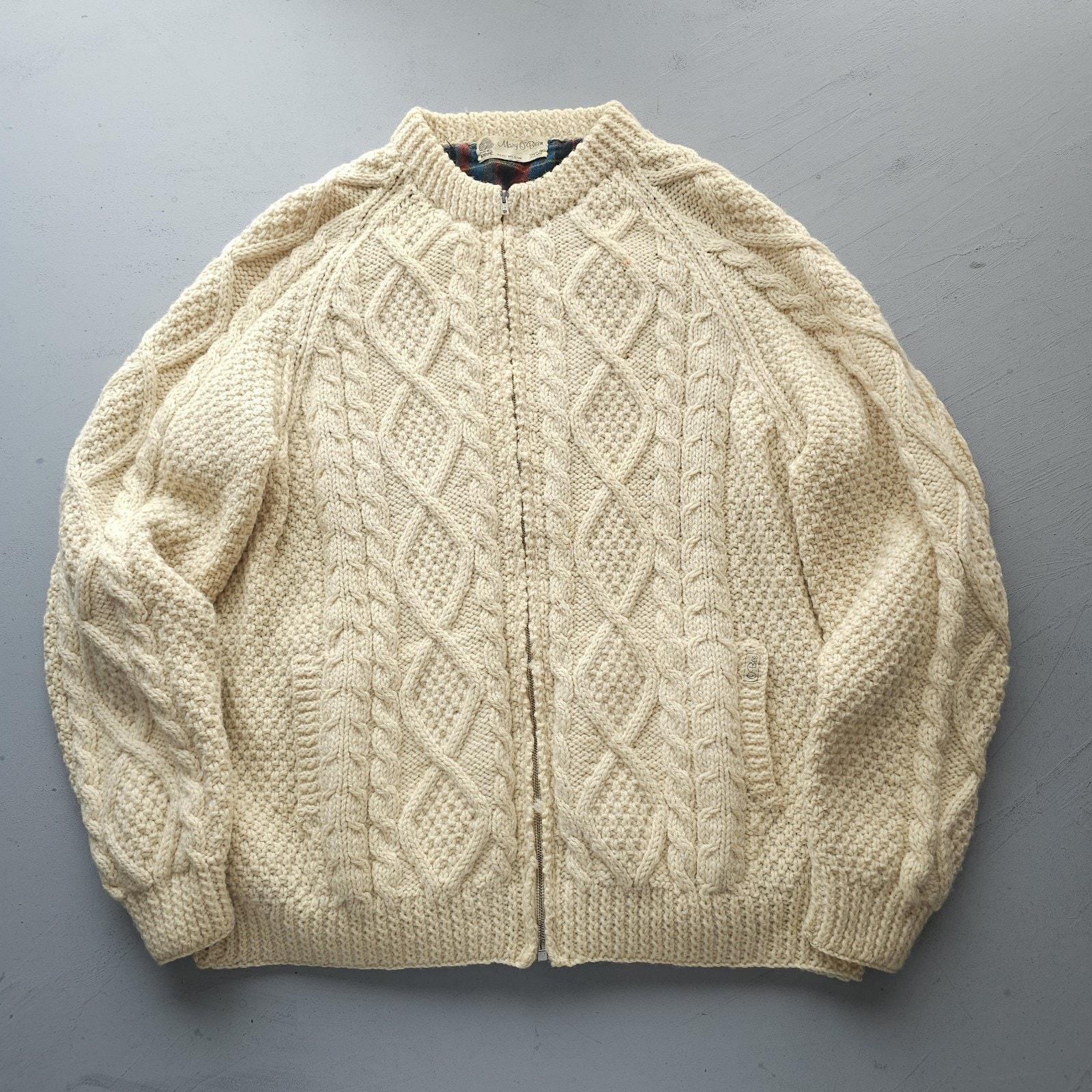 Vintage 1970s Mary O'brien Cable Knit Full-zip Cardigan Sweater