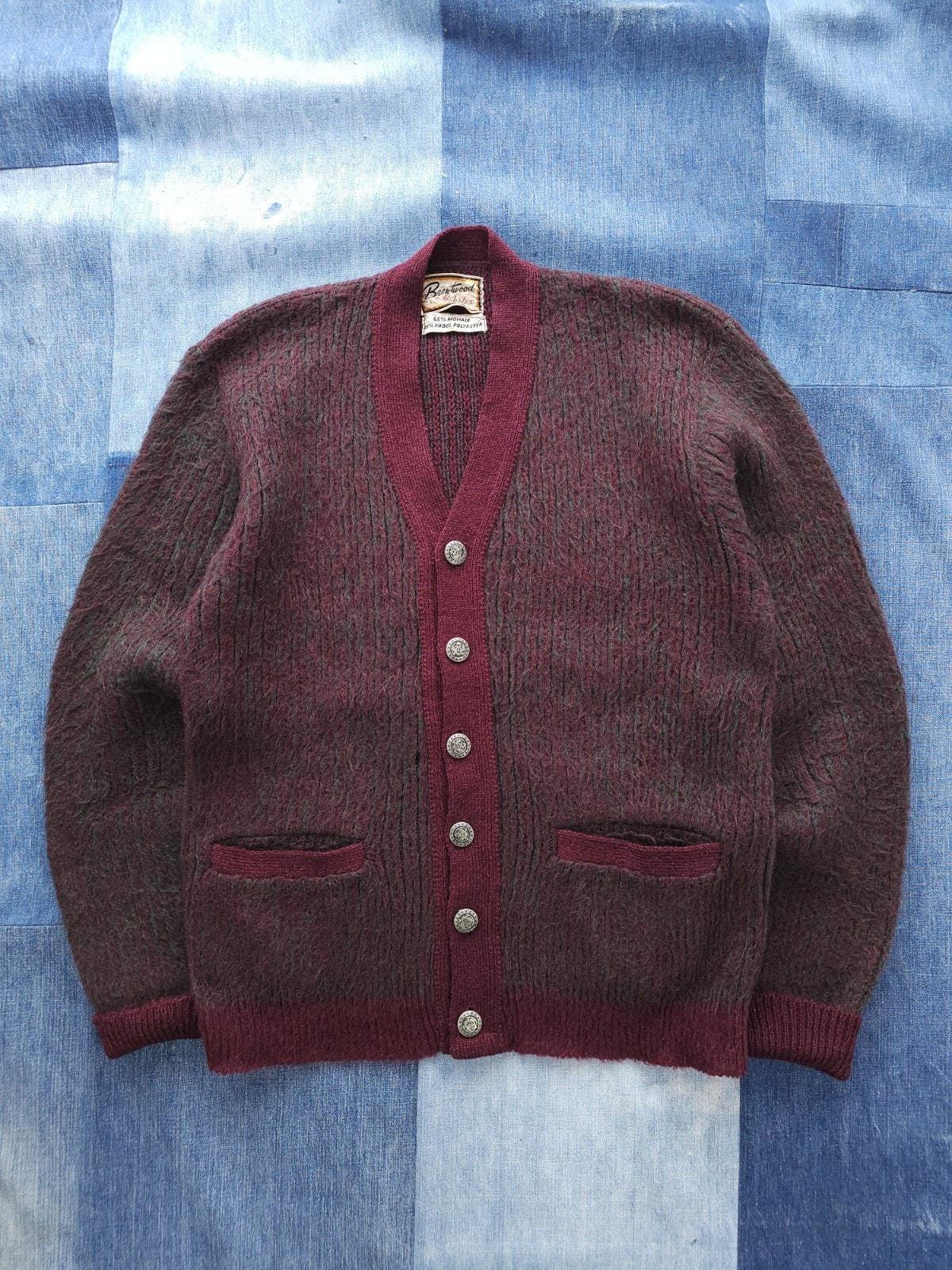 トップス 1960's Brentwood mohair cardigan Vintage 1960s Brentwood Mohrtex Burgundy Poly Mohair Fuzzy