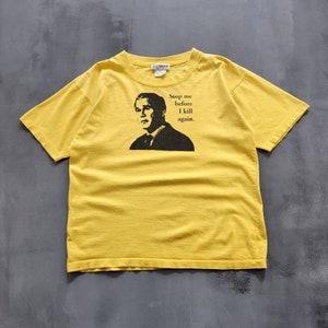 Vintage George Bush Stop Me Before I Kill Again Yellow T-shirt 2000s Y2K M image 2