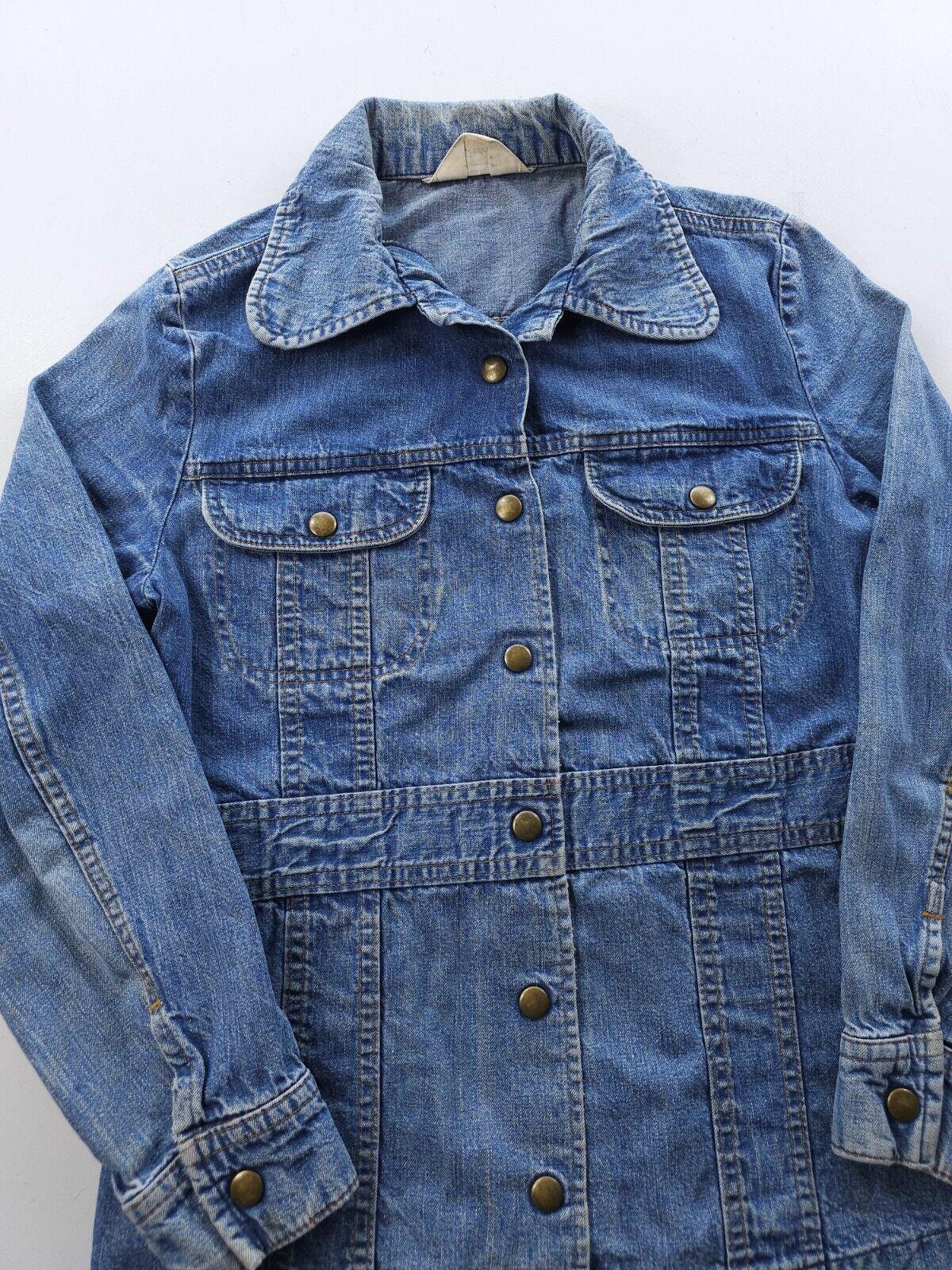 Vintage 1970s JCPENNEY Fashions Denim Safari Jacket Blue Jean Snap
