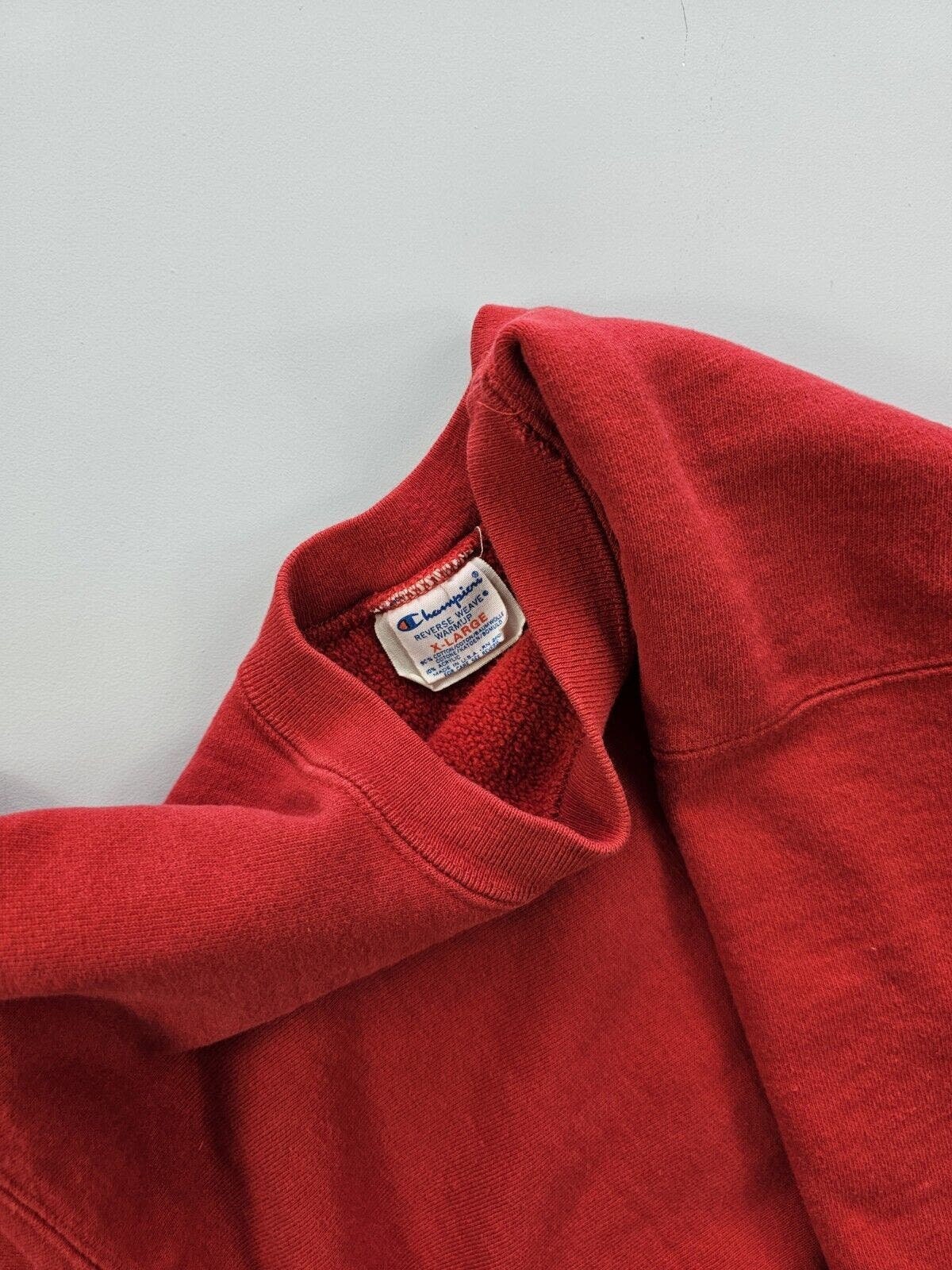 Vintage 80s Champion Reverse Weave Red Crewneck Sweatshirt