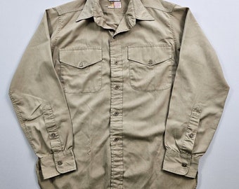 Uniforme de chemise de presse permanente Creighton USMC Marine Corps kaki des années 1960, M