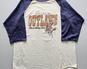 Vintage The Outlaws GRITS Tour 1981 Ghost Riders Raglan T-shirt Band Rock M