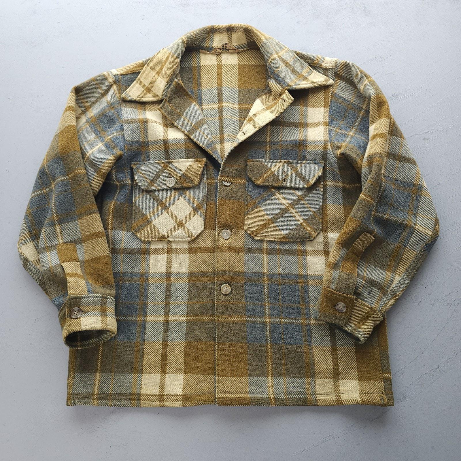 Vintage 1970s Woolrich Wool Plaid Flannel Shirt Jacket Men's