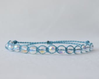 Custom Color Iridescent Macrame Bracelet ~ Adjustable Waterproof Bracelets