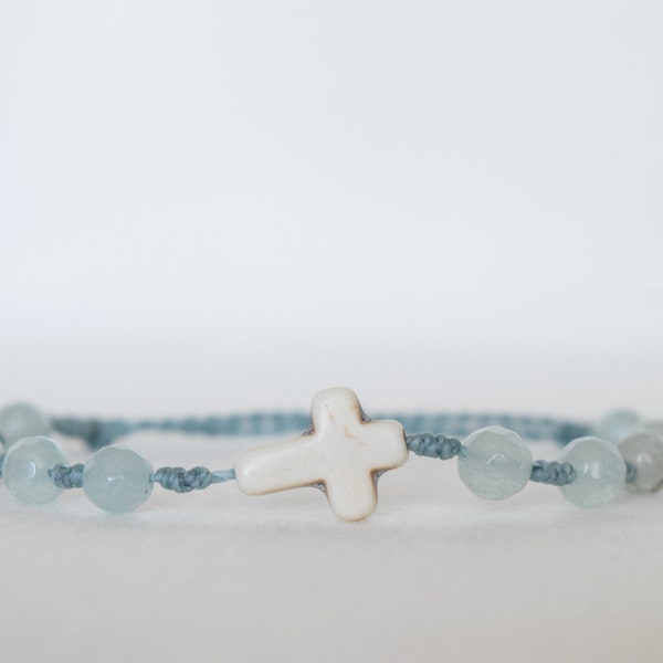 Decade Rosary: Adjustable Waterproof Waxed Thread Bracelet