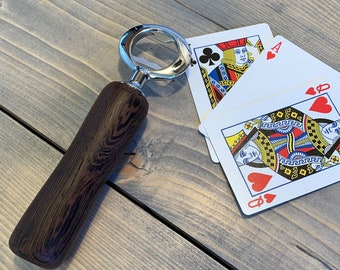 Exotic wood thick bottle opener, wenge wood, with silver chrome opener end, beer lovers gift