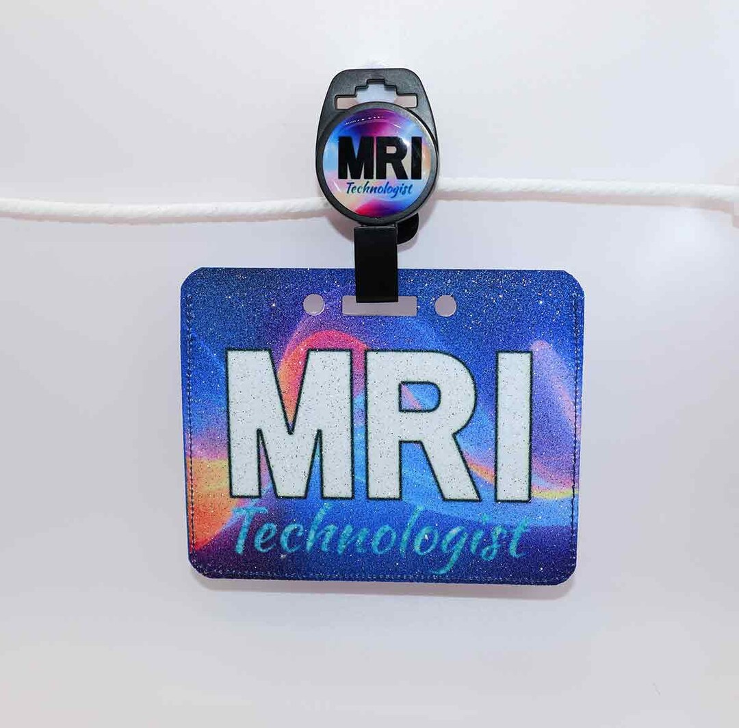 MRI Badge Holder and Badge Reel Button Non Ferrous MRI Safe Badge