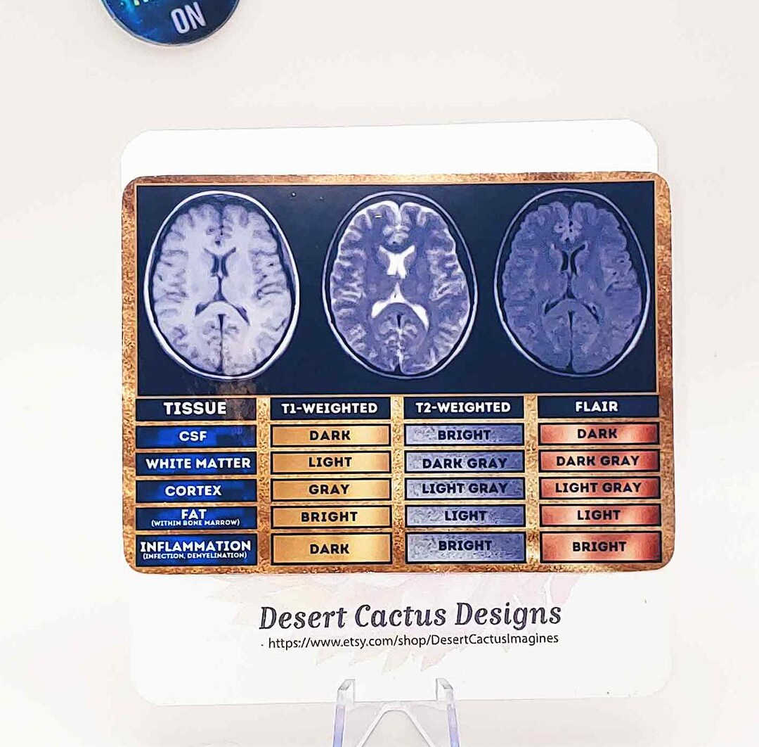 MRI Basics Vinyl Decal: T1 T2 FLAIR Chart, Rad Tech Gift for MRI ...