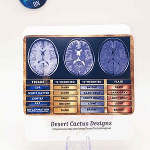MRI Basics Vinyl Decal: T1 T2 FLAIR Chart, Rad Tech Gift