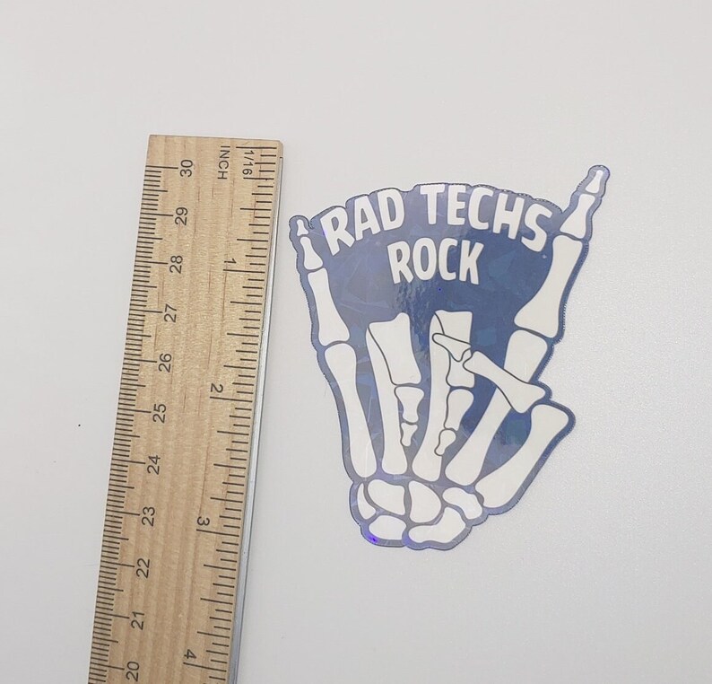 Rad Tech Sticker File RAD TECHS ROCK Skeleton Hand Sticker | Holographic Vinyl Decal for ...