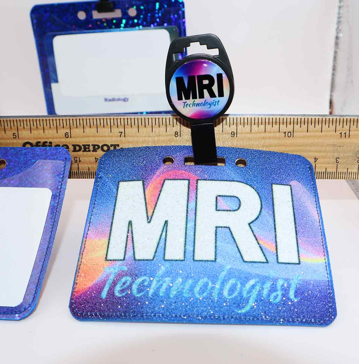 MRI Badge Holder and Badge Reel Button Non Ferrous MRI Safe Badge