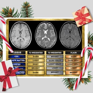 MRI Basics Vinyl Decal: T1 T2 FLAIR Chart, Rad Tech Gift for MRI ...
