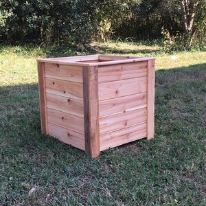 Square Cedar Planter Box: 24in Raised Garden Bed, 48in Elevated Vegetable Box