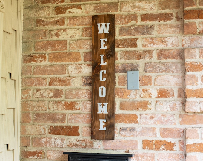 Welcome Home Decor, front door decor, housewarming gift, front porch welcome sign, rustic welcome home sign, tall welcome sign