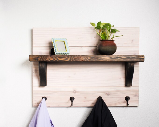 Coat Rack with Shelf, towel rack with shelf, entryway organizer, wall storage with hooks, coat hooks, towel hooks, mother's day gift