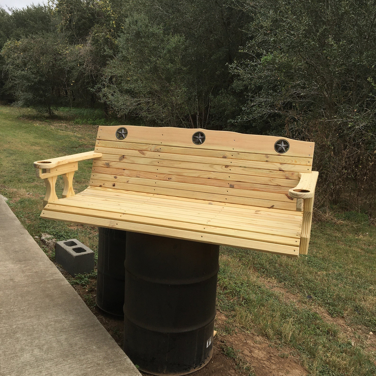 Porch Swing Texas Star Patio Bench Swing Backyard Swinging - Etsy