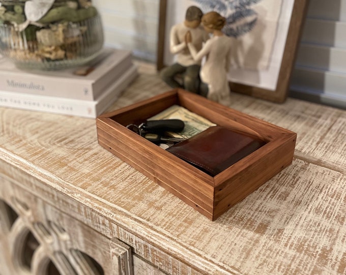 Mens Valet Tray, Mens Catchall Tray, Rustic Office Desk Tray, Wooden Jewelry Tray, Desk Caddy, Serving Tray, Charging Station Organizer,