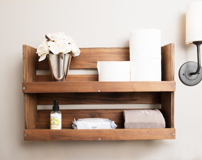 Solid Wood Bathroom Shelf, Wooden Bathroom Organizer, Wall Storage Medicine Cabinet, Living Room Storage Cabinet, Bathroom Shelving Unit