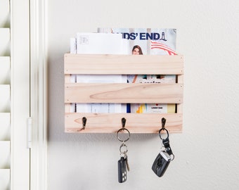 Handmade Cedar Mail and Key Holder: Entryway Organizer