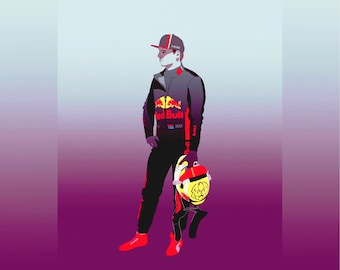 Max Red Bull driver Art Print Post Card size