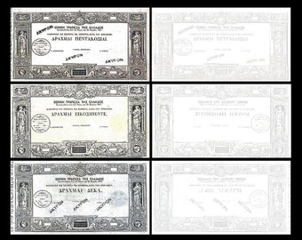 10 Greek Drachmai Issue 1886-1897 52 4 Banknotes 2x 25