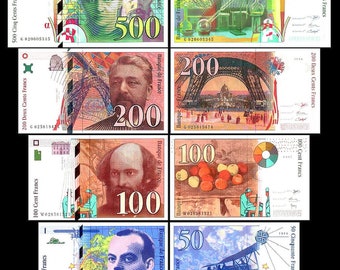 50, 100, 200, 500 francs Français - édition 1993 - 2000 - 4 billets - 01 - reproduction