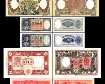 500 - 10.000 lire - emissione 1947 - 1963 - 7 vecchie banconote - 08 - riproduzione