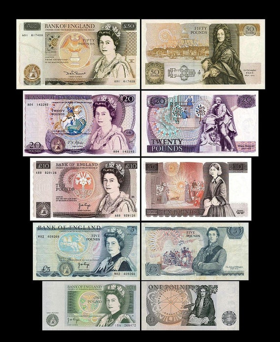 Issue 1929-1934 Britannia 5 50 Pounds reproduction 20 5 old banknotes 10 10