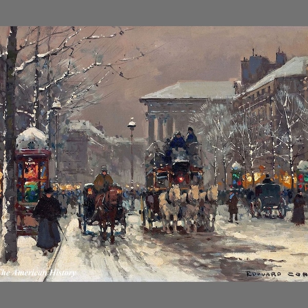 2010 - Boulevard de la Madeleine, Winter by Edouard Leon Cortes - Giclee Fine Art Print