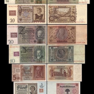 1 - 100 GDR Mark - coupon issue 1948 - old GDR currency - 9 banknotes - reproduction