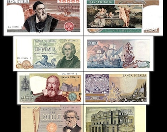 1,000 - 20,000 lire series - issue 1969 - 1983 - 4 old banknotes - 05 - reproduction