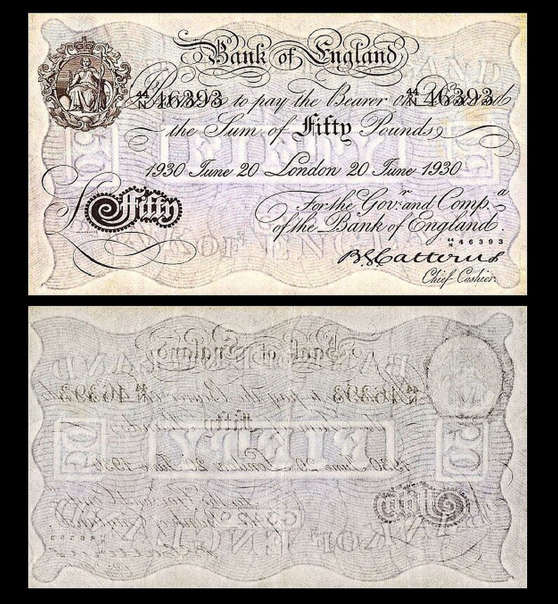 Issue 1929-1934 Britannia 5 50 Pounds reproduction 20 5 old banknotes 10 10