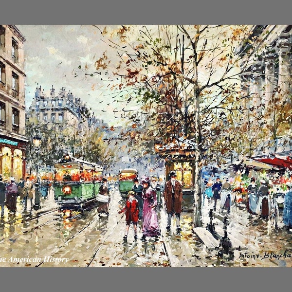 2018 - Flower Walk of the Madeleine, Paris by Antoine Blanchard - Giclee Fine Art Print