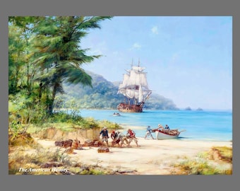 1791 - Henry Morgans Ship off Gorgona in the Pacific by Montague Dawson - Giclee Fine Art Print