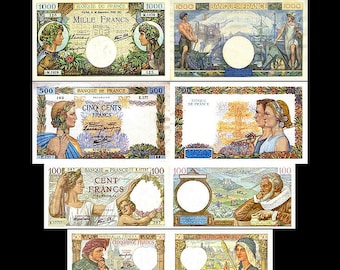 20 50 100 500 1000 5000 français Francs - Numéro 1939-1945 - 6 billets - 09 - Reproduction