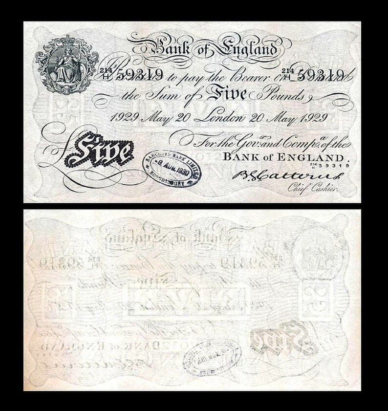 Issue 1929-1934 Britannia 5 50 Pounds reproduction 20 5 old banknotes 10 10