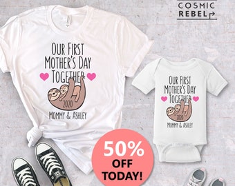 Our First Mother's Day Sloth Tee | First Mother's Day Gift | Baby Bodysuit | Custom Mother's Day Gift | Mother's Day Kids | Mommy and Me